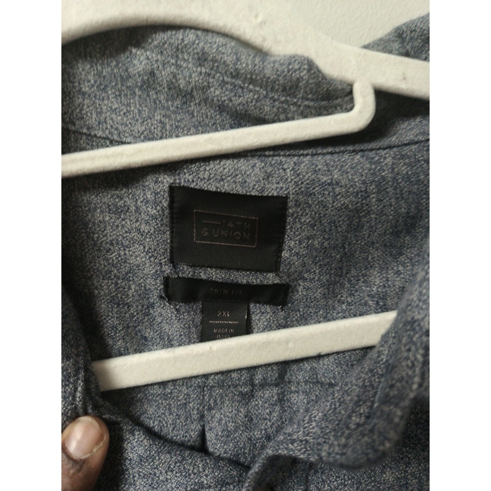 14th And Union Button Up Shirt | Size 2XL  Navy Gray Cotton Blend NWT - Picture 3 of 7